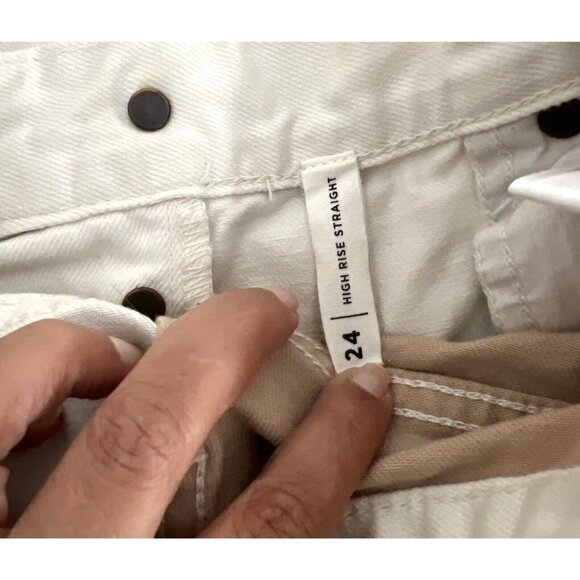 PacSun Womens High Rise Straight Jeans Two-Tone Beige/White Size 24 - Picture 6 of 11